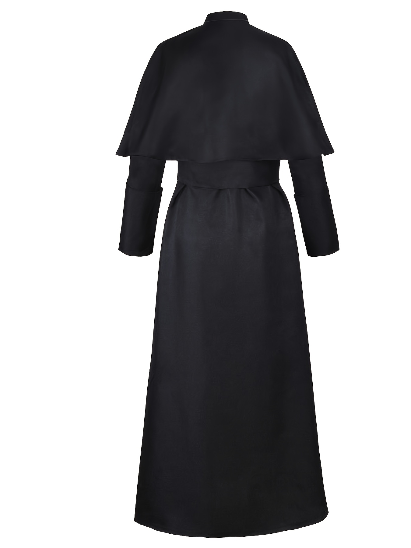 Men's Black Robe Three-Piece Set: Robe, Cape, and Belt